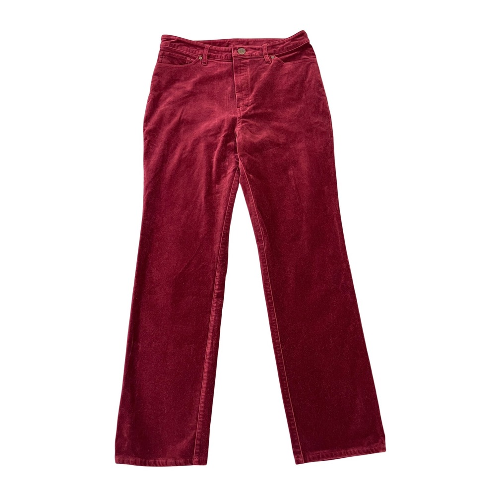 Soft Surroundings Red Velvet Straight Leg Pants Size 8 Cranberry Holiday